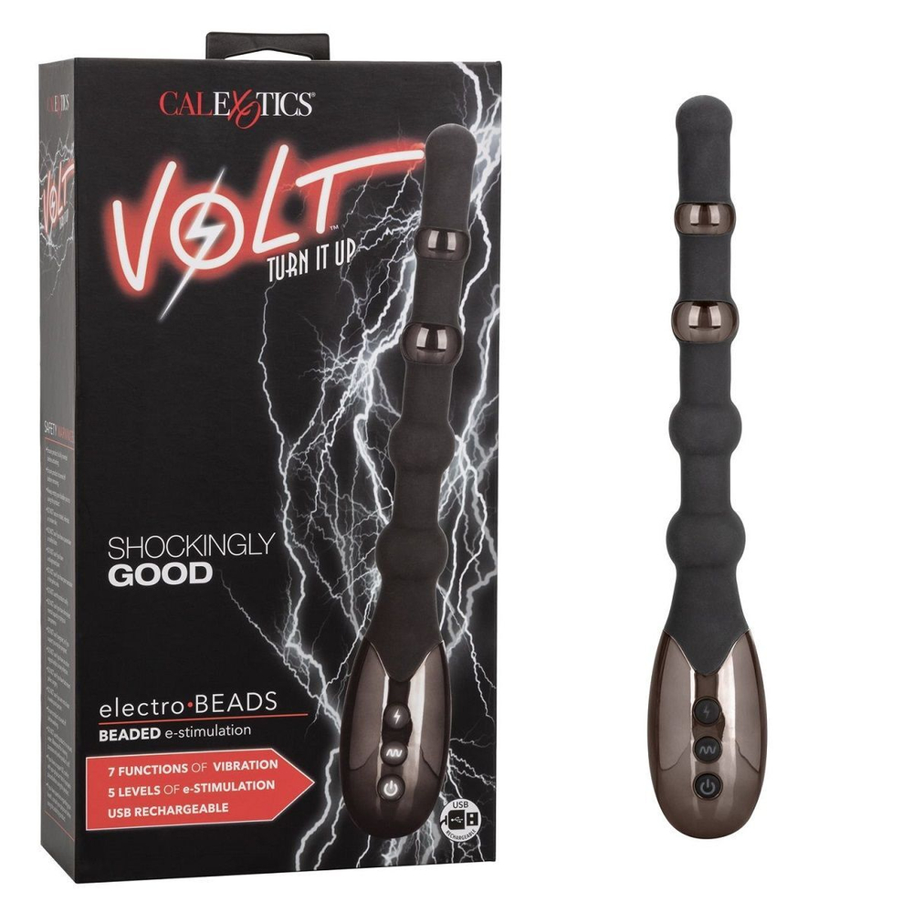 Черный анальный электростимулятор Volt Electro-Beads - 23,5 см. (Цвет: черный)