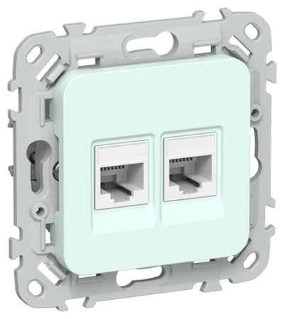 FLITE Розетка 2-местная компьютерная RJ45 категория 6 UTP РК6-2-0-ФлХЛ холодный лед IEK