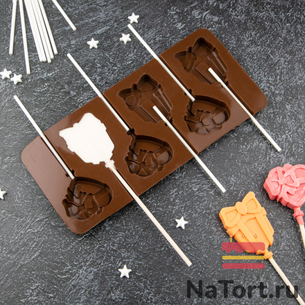 Силиконовая форма для леденцов «Подарок с бантиком», 6 ячеек