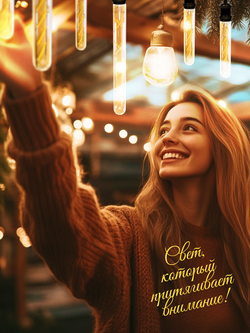 Лампочка филаментная винтажная колба длинная 300мм, 4Вт