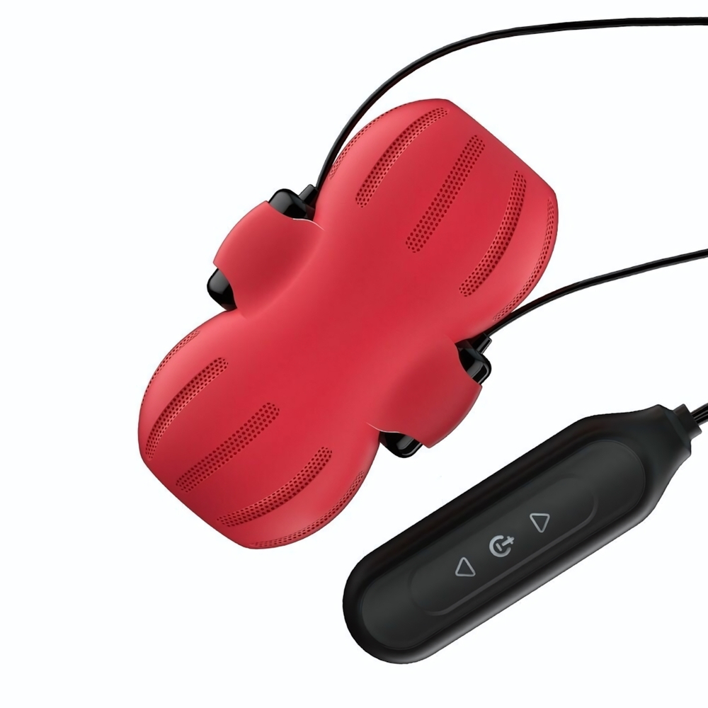 Красный тугой мастурбатор с вибропулями и пультом (Цвет: красный)