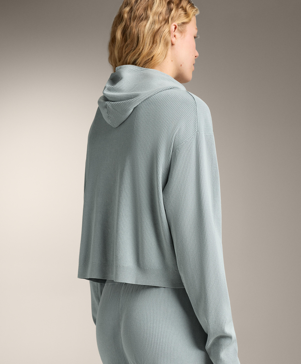 Oysho Трикотажная куртка с капюшоном, серо-голубой