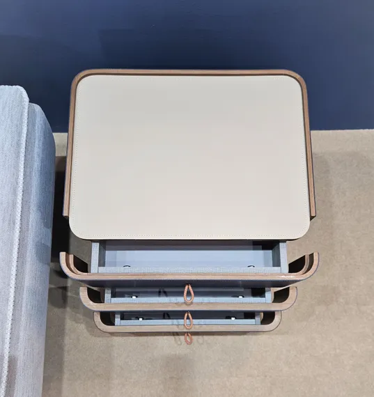 Тумба прикроватная 4268, синяя экокожа