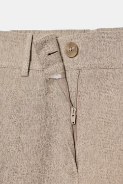 ZARA БРЮКИ С ЗАЩИПАМИ И ЭЛАСТИЧНЫМ ПОЯСОМ СЗАДИ, ПЕСОЧНЫЙ