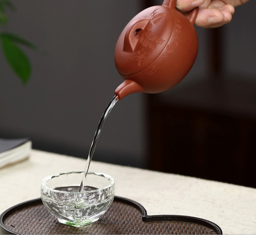 250045 Чайник "Акация" 150мл, 6,5*12,6, глина. Цвет - красный