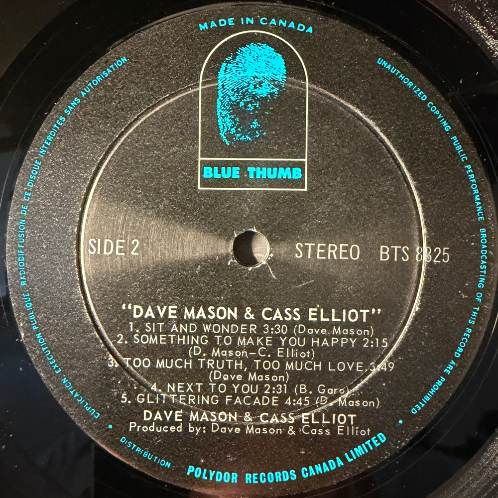 Dave Mason & Cass Elliot ‎– Dave Mason & Cass Elliot (Канада 1971г.) Т