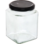 Банка для продуктов стеклянная 380 мл с винтовой крышкой, квадратная