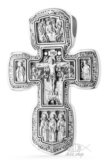 Православный Крест. Распятие Христово. Святая Троица. Свт. Николай Чудотворец. Мч. Трифон. Три Святителя. Икона Божией Матери «Толгская». Ангел Хранитель. Прп. Сергий Радонежский. Свт. Спиридон Тримифунский.