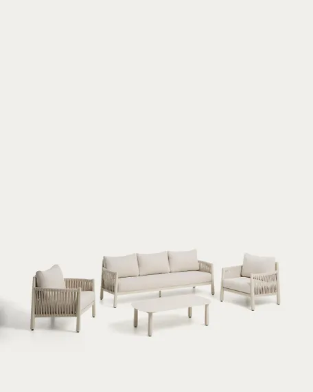 Комплект садовой мебели Aleria из бежевого алюминия и веревки