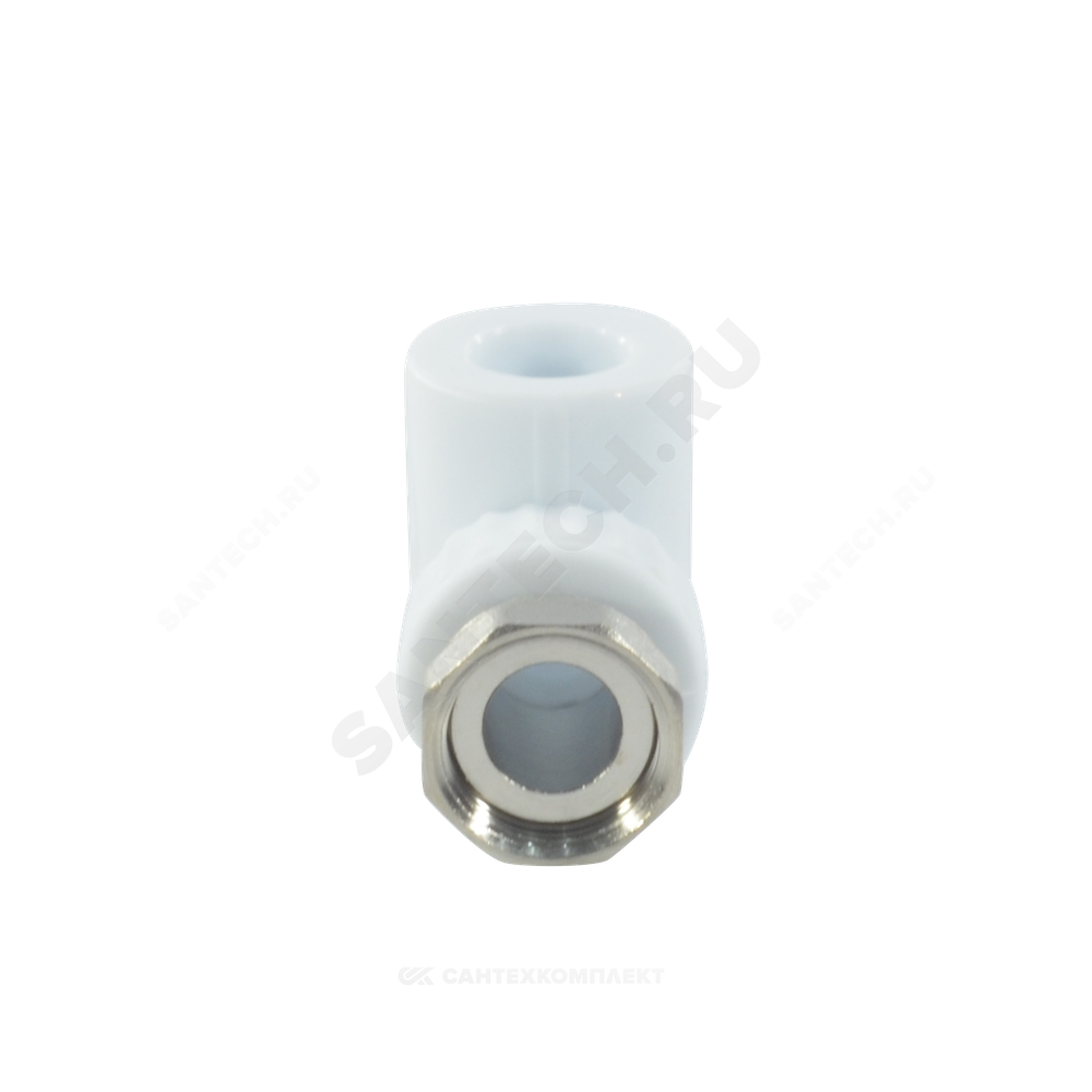 Угольник PP-R комбинированный белый Дн 20х3/4" с накидной гайкой VALFEX 10138120