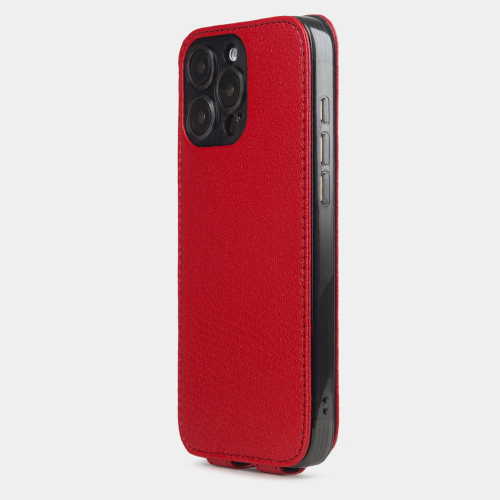 Чехол iPhone 16 Pro Max натуральная кожа козы, красного цвета
