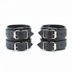 Черные широкие наручники с двумя ремешками (Цвет: черный)