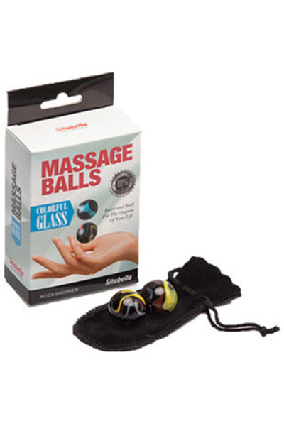 Небольшие стеклянные вагинальные шарики Massage Balls (черный с белым и желтым) (Цвет: черный с белым и желтым)