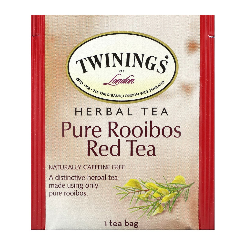 Twinings, чистый травяной чай, чистый красный чай ройбуш, без кофеина, 20 чайных пакетиков, 40 г (1,41 унции)