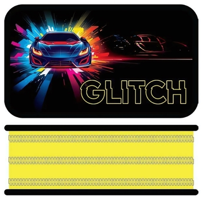 Пенал 3 секц. большой 190*105 "Glitch 2025" металлизированный картон (Пчёлка)