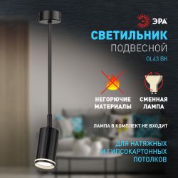Светильник настенно-потолочный спот ЭРА OL43 BK MR16 GU10 IP20 черный