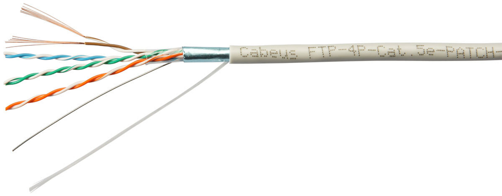 Кабель витая пара F/UTP 5e кат. 4 пары Cabeus FTP-4P-Cat.5e-PATCH-GY