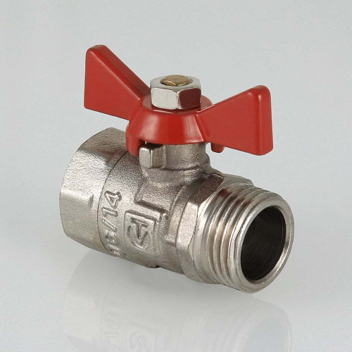 Кран шаровой латунный никелированный стандартнопроходной облегчённый внутренняя/наружная резьба бабочка, VALTEC COMPACT