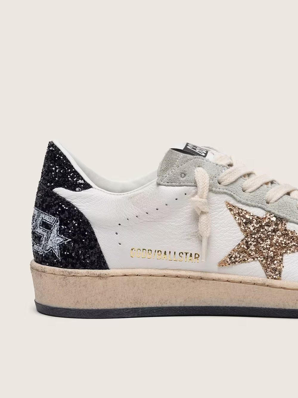 Ball Star in nappa and suede with glitter star and black heel tab