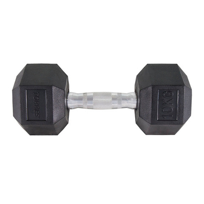 Гантель TORRES 10 кг, PL51910, металл в резиновой оболочке, форма шестигранник, черный