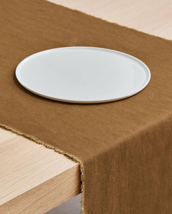 ZARA HOME СКАТЕРТЬ-ДОРОЖКА НА СТОЛ ИЗ СТИРАННОГО ЛЬНА, ЖЕЛТОВАТО-КОРИЧНЕВЫЙ