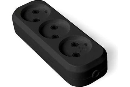 Колодка "UNIVersal" 3 гн. б/з AБС-пластик (еврослот) черный