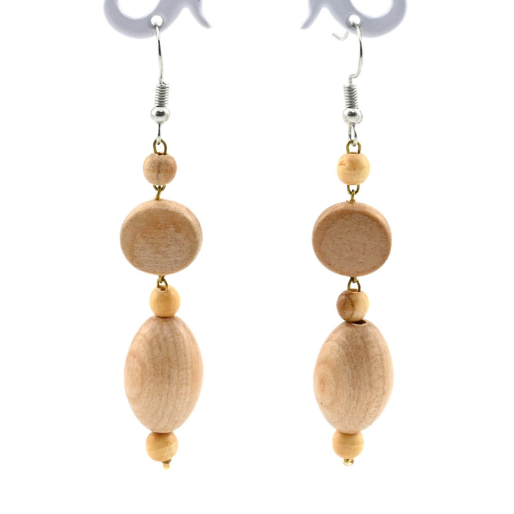 Серьги Маслинка цвет светло-коричневый, дерево 5,5 см