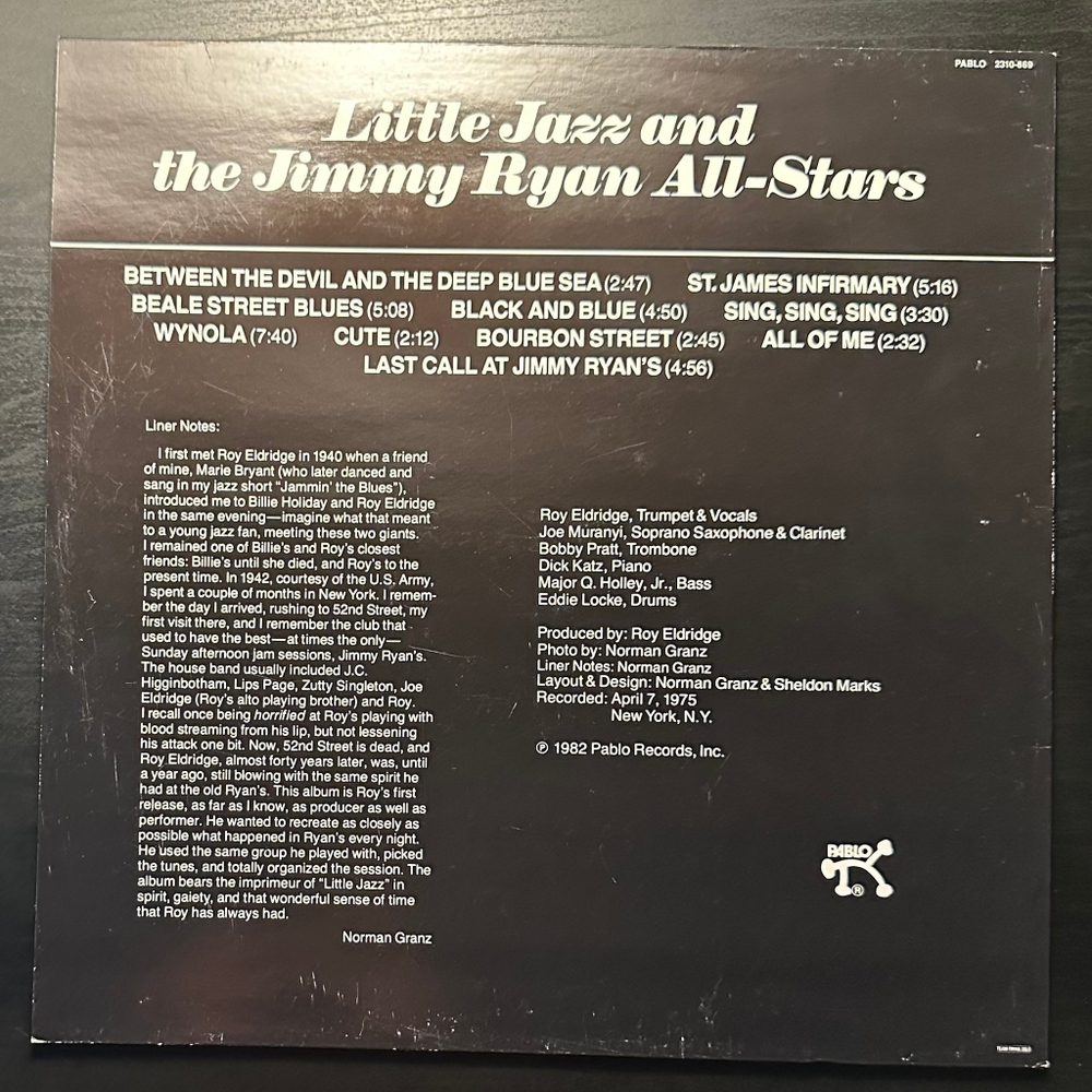 Roy Eldridge - Little Jazz And The Jimmy Ryan All-Stars (Скандинавия 1982г.)