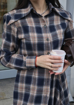 Рубашка с острым воротником в клетку из шерсти