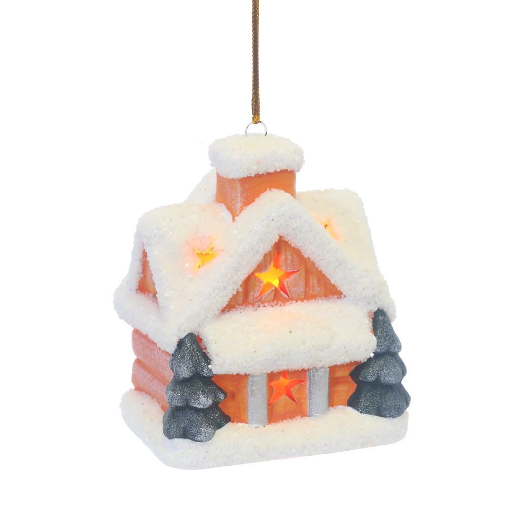 GAEM Украшение новогоднее "Домик" с подсветкой (LR44 2 шт), L7 W5 H8 см, 3в.