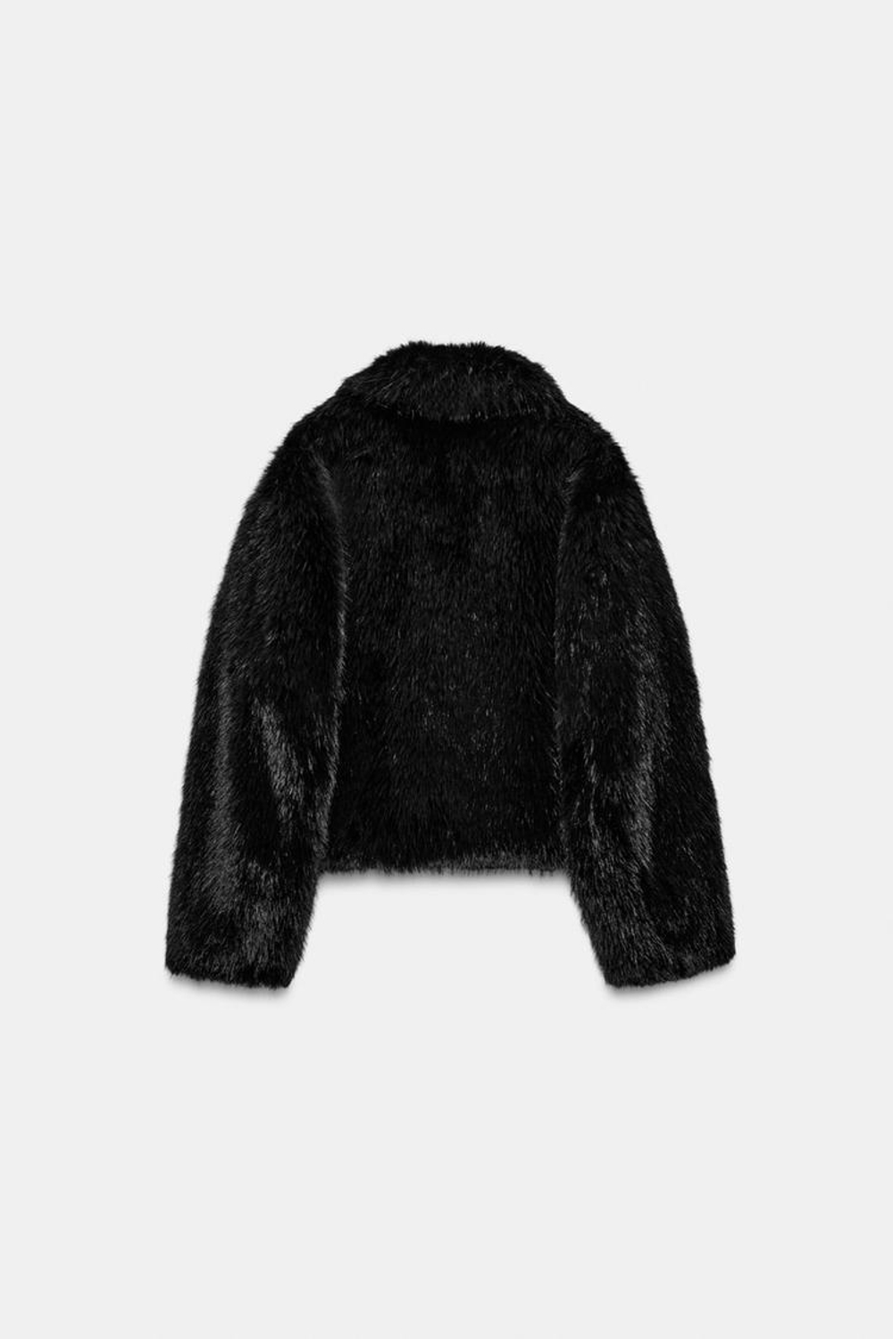 ZARA КОРОТКАЯ ШУБА ИЗ ИСКУССТВЕННОГО МЕХА, ЧЕРНЫЙ