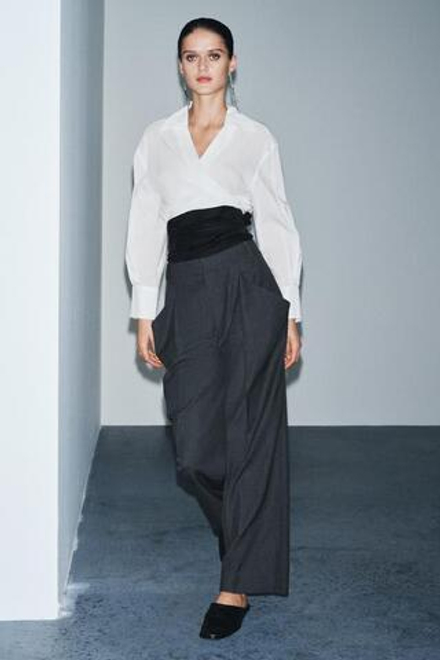 ZARA ШЕРСТЯНЫЕ БРЮКИ С КАРМАНАМИ — ZW COLLECTION LIMITED EDITION, ТЕМНО-СЕРЫЙ