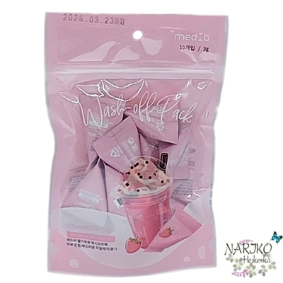 Маска для лица глиняная с клубничным молоком MED B. Strawberry Milk Wash Off Pack, 10 штук по 3 гр.
