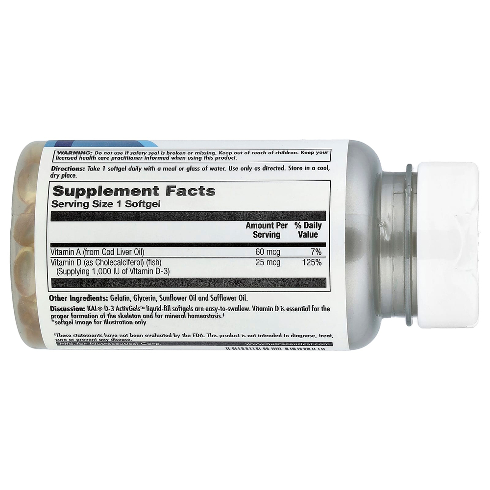 KAL, D-3, 100 капсул