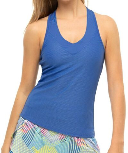 Топ теннисный Lucky in Love Techno Tropic Wavy V-Neck Tank w/Bra Women - blue marine