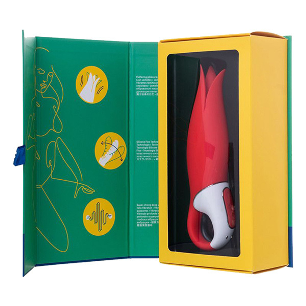 Красный вибратор 18,8см с лепестками Satisfyer Power Flower