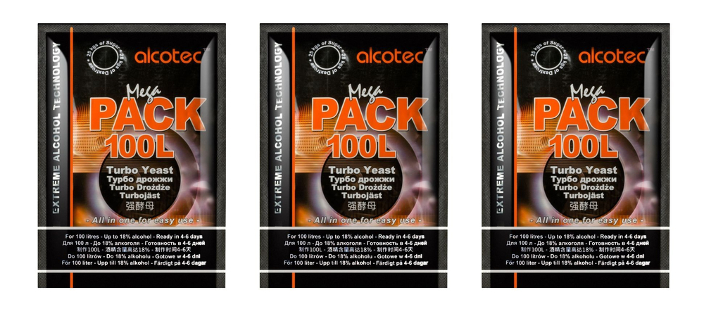 Дрожжи спиртовые Alcotec MegaPack на 100 литров 360г, 2 шт