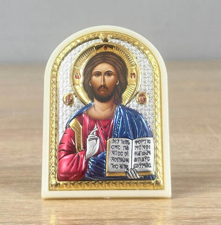 Спаситель, икона арочная, пластик белый, эмаль 48x68