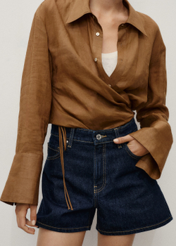 Прямые джинсовые шорты с высокой посадкой