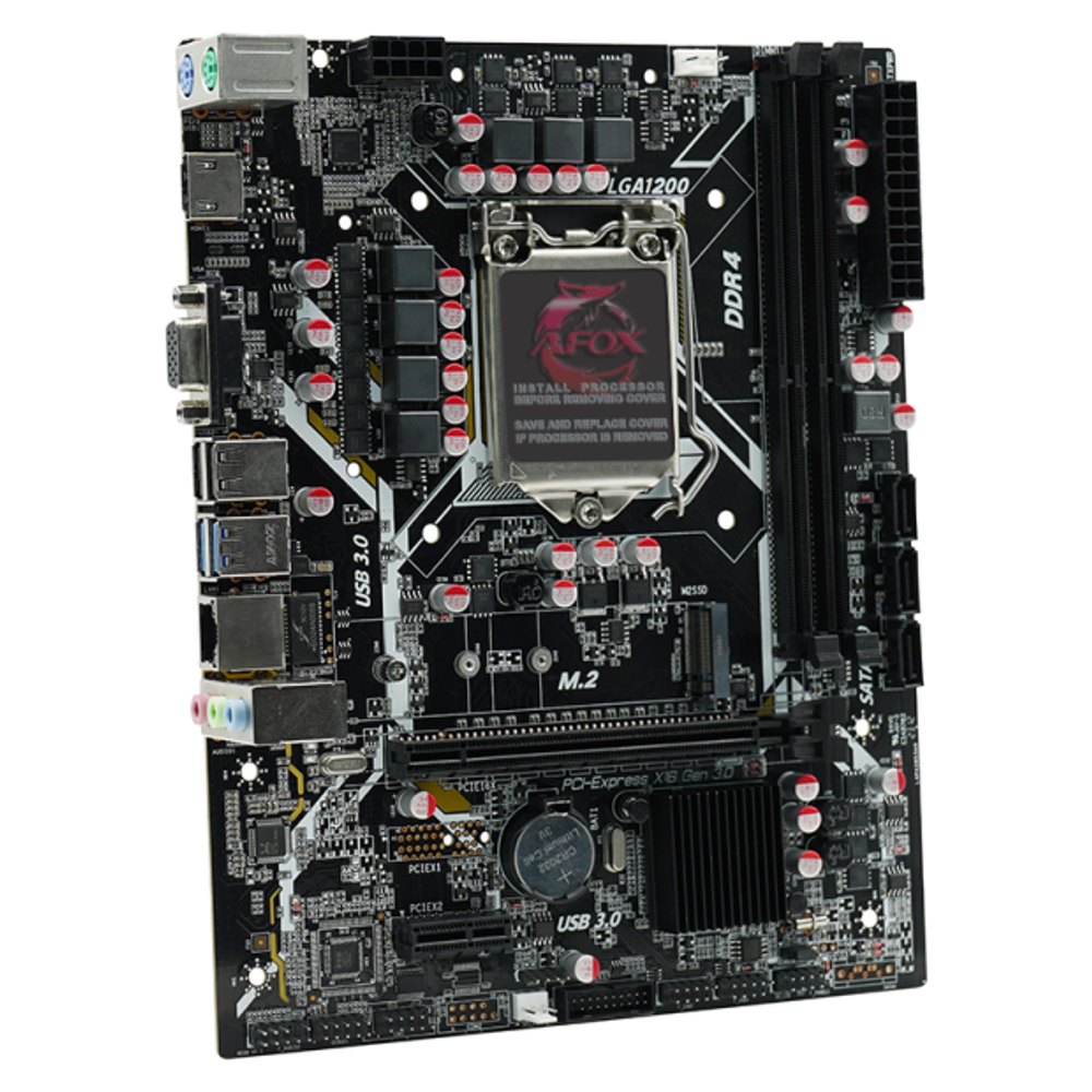 Материнская плата AFOX IH510D4-MA6-V2, Socket1200, mATX, Retail, 2xDDR4, PCIe4.0, 1xM.2, GLAN, 2xPS/2, 6xUSB2, 4xUSB3, CPU TDP 125Вт, VGA, HDMI