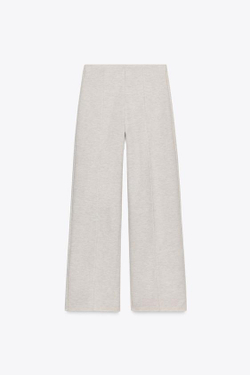 ZARA БРЮКИ-ПАЛАЦЦО ИЗ МЯГКОЙ ТКАНИ, БЕЖЕВЫЙ МЕЛАНЖ