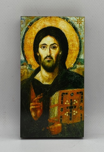 Христос Пантократор из Синайского монастыря Икона на доске прямая печать по левкасу ручная работа 13х7