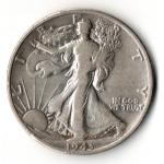 США 50 центов (1/2 доллара, half dollar) 1943 Walking Liberty Half Dollar, двор D