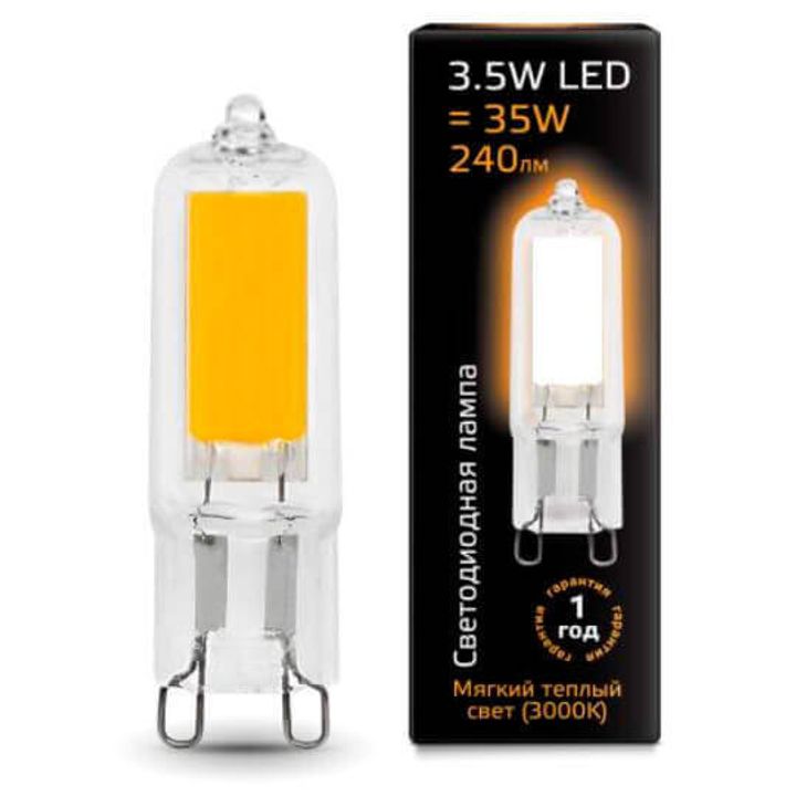 Лампа светодиодная Gauss G9 3.5W 3000K прозрачная 107809103