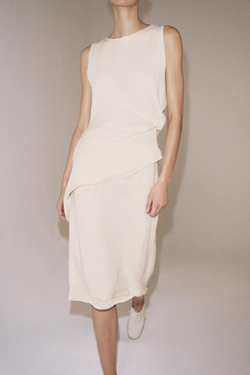 ZARA ЮБКА МИДИ С ЭФФЕКТОМ ДВОЙНОЙ ТКАНИ, ЭКРЮ