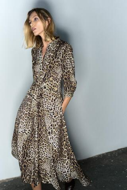 ZARA ПЛАТЬЕ С АНИМАЛИСТИЧЕСКИМ ПРИНТОМ — ZW COLLECTION, ЛЕОПАРДОВЫЙ