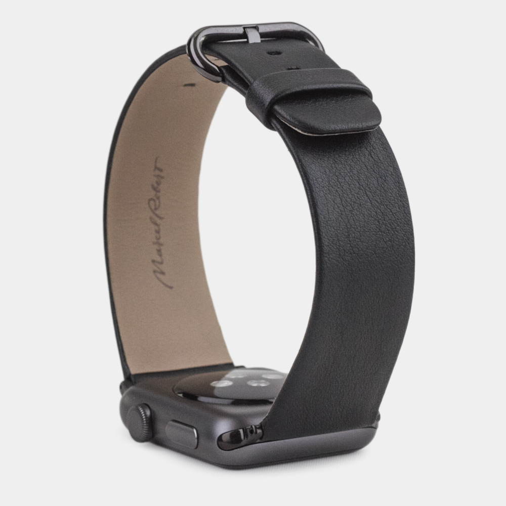 Ремешок для Apple Watch 44/45/46 mm из кожи теленка, черного цвета