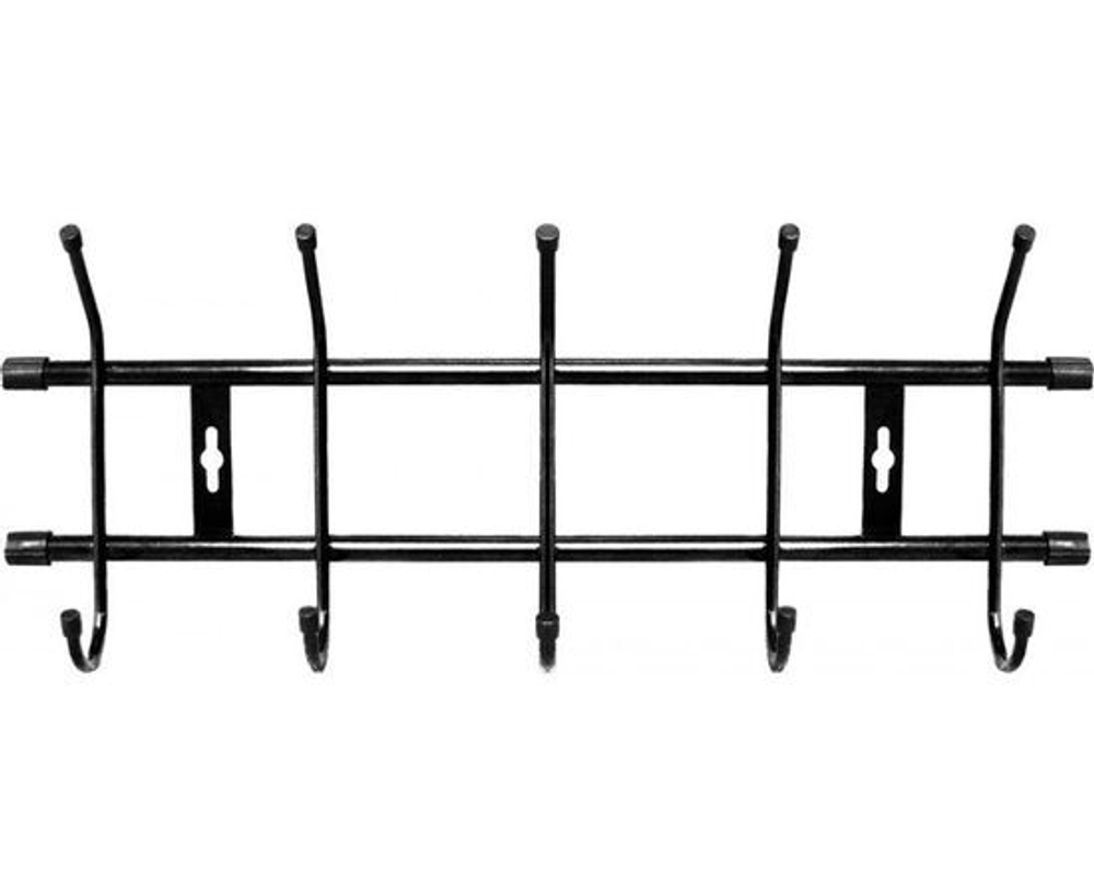 Вешалка настенная 5 крючков Д48,5хШ19хВ6,7см металл, цвет черный ВН5 Nika