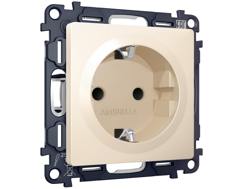 MA327010 Комплект механизма электрической розетки ALFA Бежевый матовый с/з с шторками QUANT (AP3270, VM141)