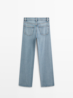 Massimo Dutti Джинсы с высокой талией и широкими штанинами, светло-голубой